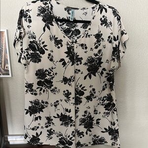 Chico's Black and White Buttoned Blouse